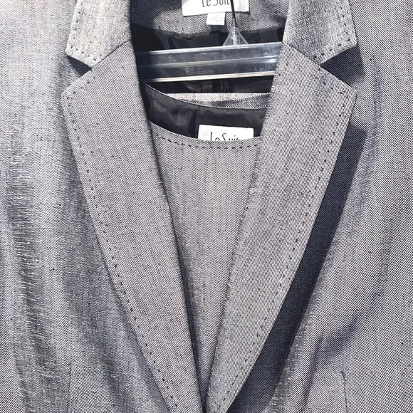 LE SUIT SILVER/GREY 3-PC POLYESTER SUIT SZ 18
